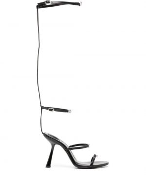 Křišťálové kožené sandály Alexander Wang černé