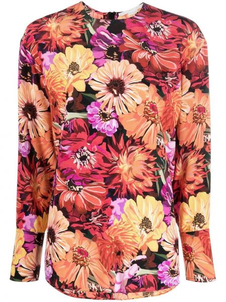 Trykt floral silke bluse Stella Mccartney rød