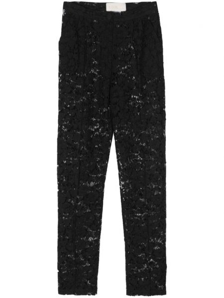 Φλοράλ παντελόνι με δαντέλα Loulou μαύρο