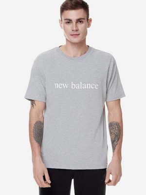 Тениска с дълъг ръкав с принт New Balance сиво