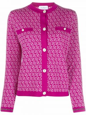 Strikkegenser med knapper med print Salvatore Ferragamo rosa