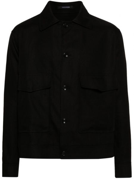 Lanena srajca Tagliatore črna