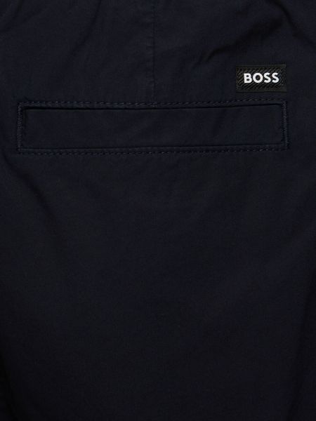 Bombažne kratke hlače Boss modra