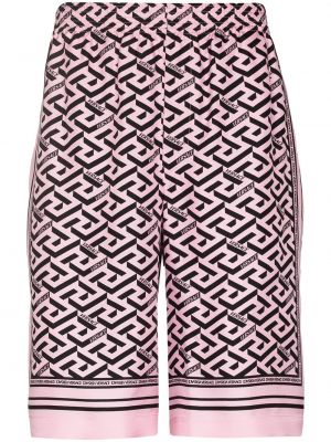 Trykt silke bermudashorts Versace rosa