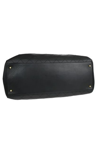 Bolsa de hombro de cuero retro Chanel Vintage negro