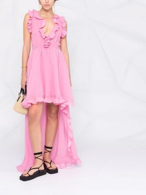 Vestido de cóctel con volantes asimétrico Giambattista Valli rosa