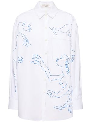 Oversize памучна риза Gauchere бяло