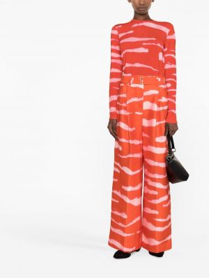 Plisované kalhoty s potiskem s abstraktním vzorem Christian Wijnants červené