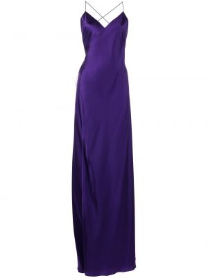 Robe de soirée en soie à col v Michelle Mason violet