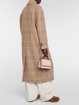 Manteau en laine à carreaux Brunello Cucinelli beige