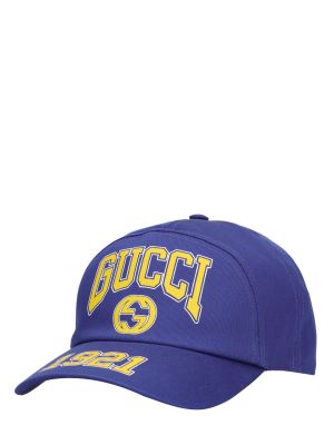Medvilninis kepurė su snapeliu Gucci mėlyna