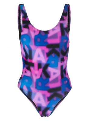 Plavky s potiskem Karl Lagerfeld fialové