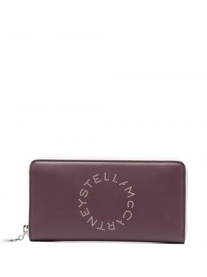 Kožená peňaženka s potlačou Stella Mccartney fialová