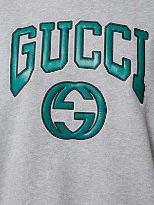 Medvilninis siuvinėtas džemperis Gucci pilka