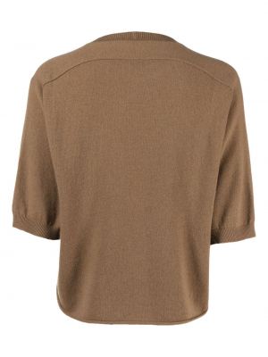 Kašmírový vlněný svetr s kulatým výstřihem Luisa Cerano hnědý