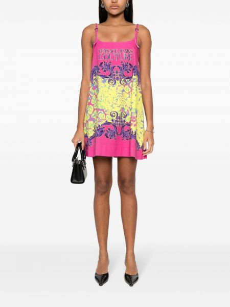 Sukienka mini z nadrukiem Versace Jeans Couture różowa