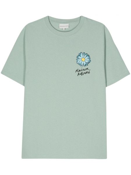 Květinové bavlněné tričko s potiskem Maison Kitsuné