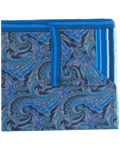 Bufanda de cachemir con estampado con estampado de cachemira Etro azul