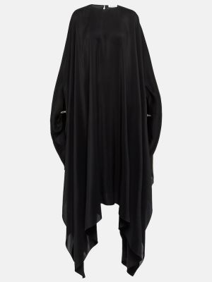 Svilena midi obleka Alaia črna