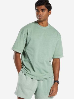Памучна тениска с дълъг ръкав Reebok Classic зелено