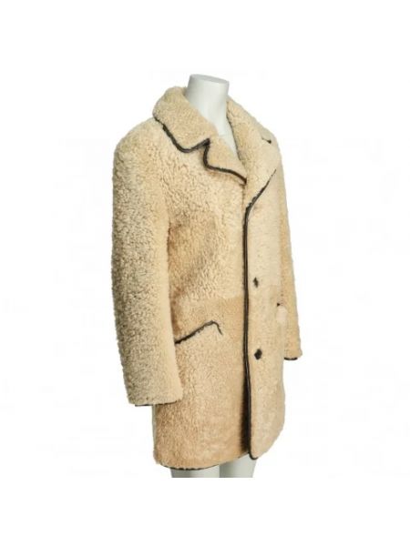 Abrigo de cuero Yves Saint Laurent Vintage beige