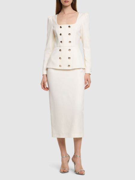 Μάλλινη φόρεμα Alessandra Rich λευκό
