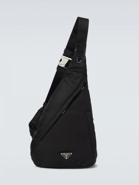 Crossbody torbica iz najlona Prada črna