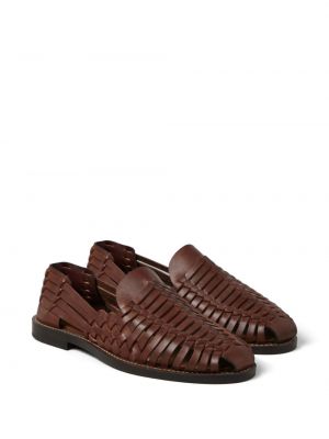Sandały skórzane Brunello Cucinelli brązowe