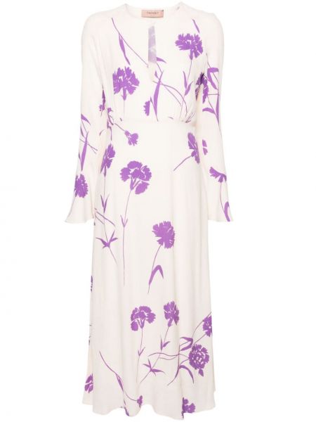 Midi obleka s cvetličnim vzorcem s potiskom iz krep tkanine Twinset
