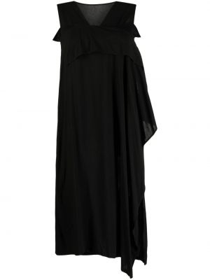 Sukienka midi bez rękawów z dekoltem w serek asymetryczna Ys - сzarny