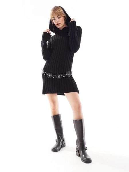 Трикотажное платье мини с капюшоном ретро Reclaimed Vintage черное