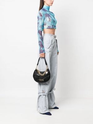 Torba na ramię skórzana w gwiazdy Versace Jeans Couture