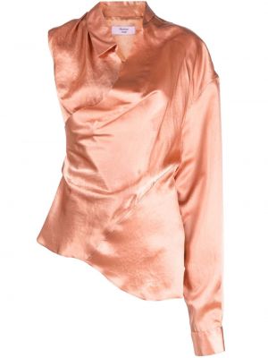 Asymetrická saténová košile Martine Rose růžová