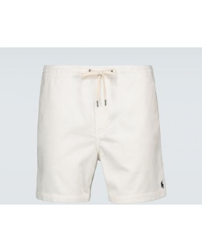 Pantaloni scurți de catifea cord Polo Ralph Lauren alb