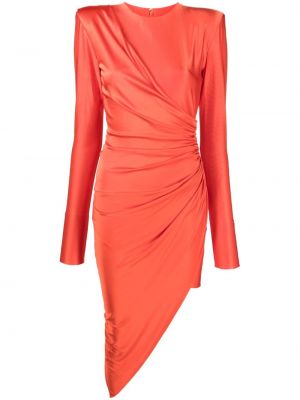 Drapované asymetrické koktejlové šaty Alexandre Vauthier oranžové