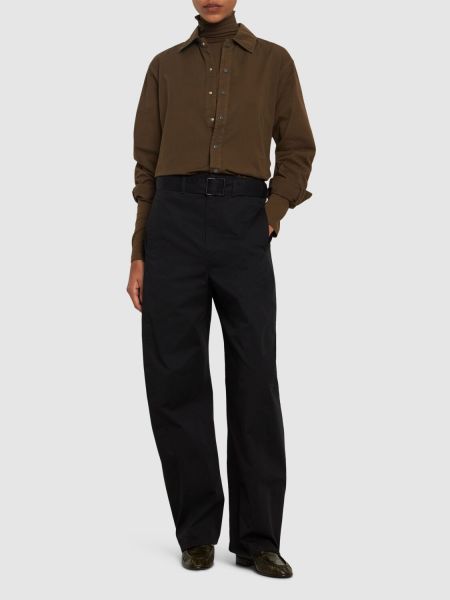Pantalones de algodón Lemaire negro