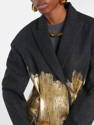 Palton de lână cu model herringbone Dries Van Noten