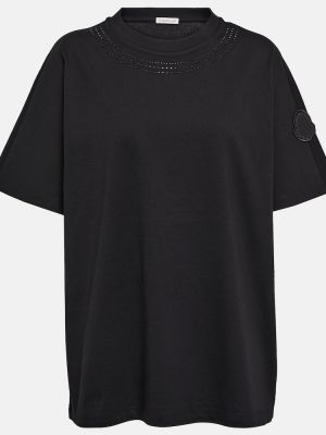 Krištáľové bavlnené tričko Moncler čierna