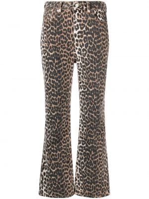 Jeans à imprimé léopard Ganni marron