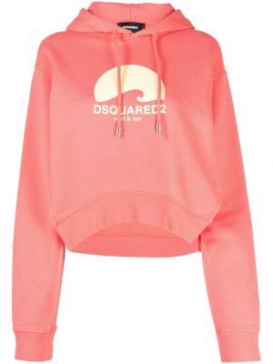 Pamučna hoodie s kapuljačom s printom Dsquared2 ružičasta