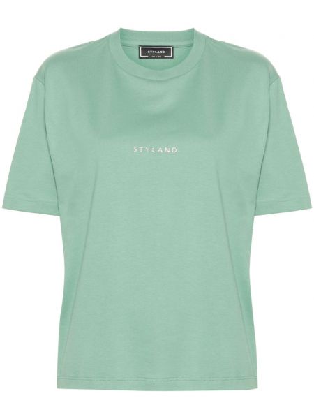 Kokvilnas t-krekls ar apdruku Styland zaļš