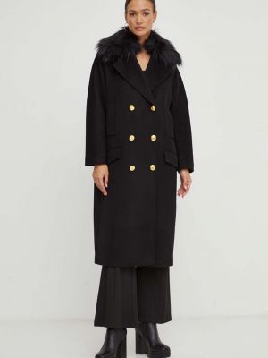 Płaszcz wełniany oversize Elisabetta Franchi czarny