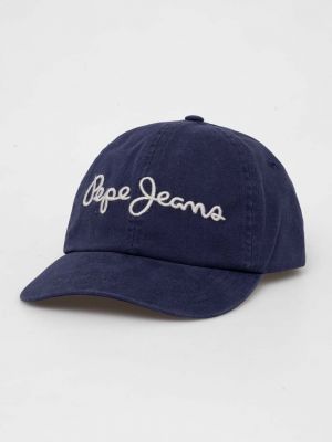 Памучна шапка с козирки с апликация Pepe Jeans