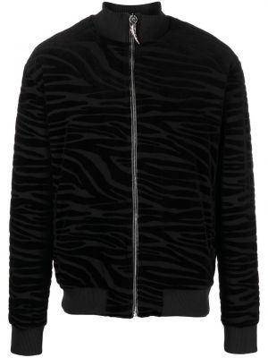 Bomber jakna z zebra vzorcem Roberto Cavalli črna