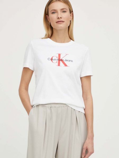 Pamučna majica Calvin Klein Jeans bijela