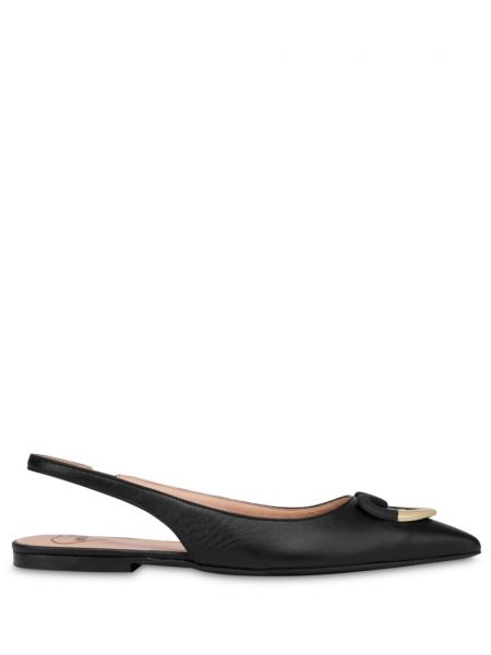 Slingback læder ballerinaer Love Moschino sort