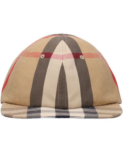 Двустранна карирана памучна шапка с козирки Burberry бежово