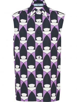Camisa sin mangas con estampado geométrico Prada violeta