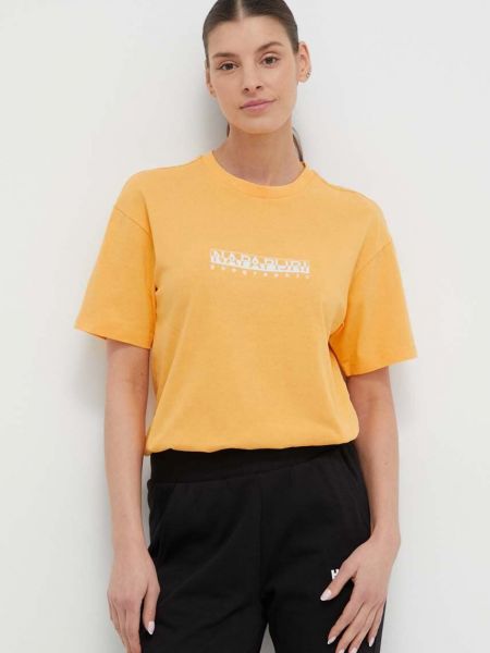 Bavlněné tričko Napapijri žluté