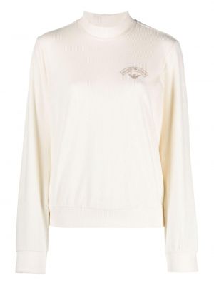Cord sweatshirt mit stickerei Emporio Armani weiß